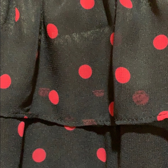 VINTAGE JEFFREY/DARA EVENING TOP RUFFLED NAVY POLKA DOT SIZE 10 - Picture 5 of 6